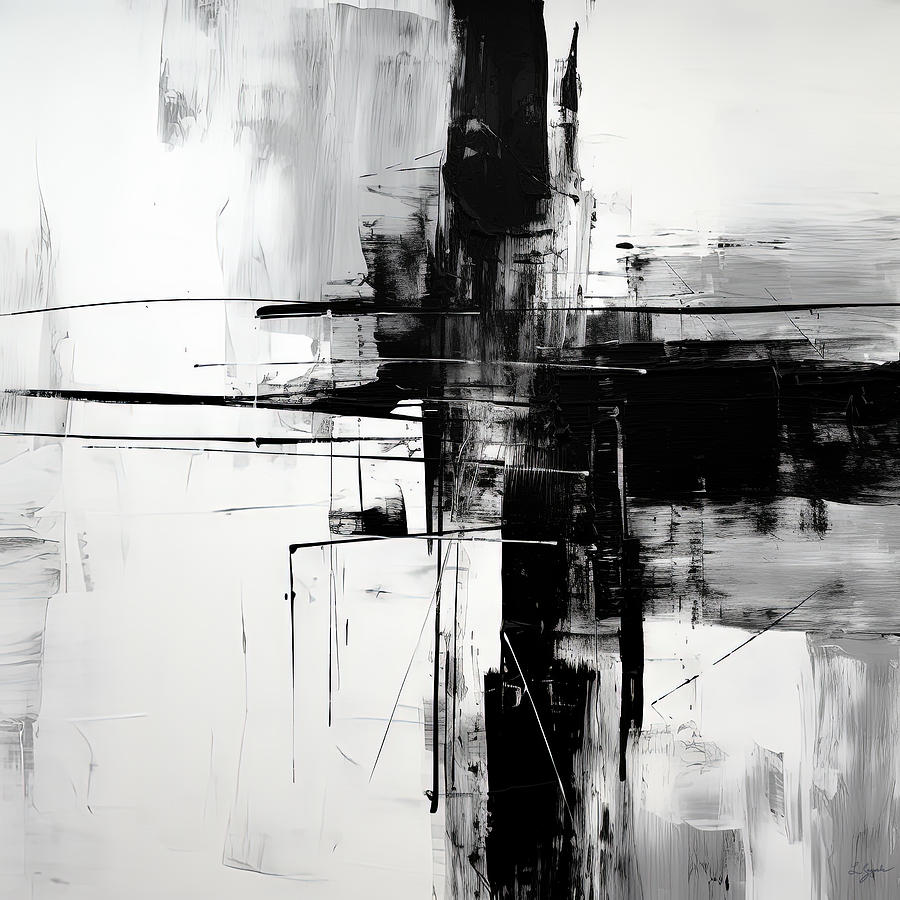 Wabi Sabi Painting - Black and White Abstract Art Painting by Lourry Legarde