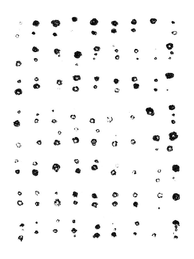 Black and White Abstract Dots Pattern Painting by Janine Aykens