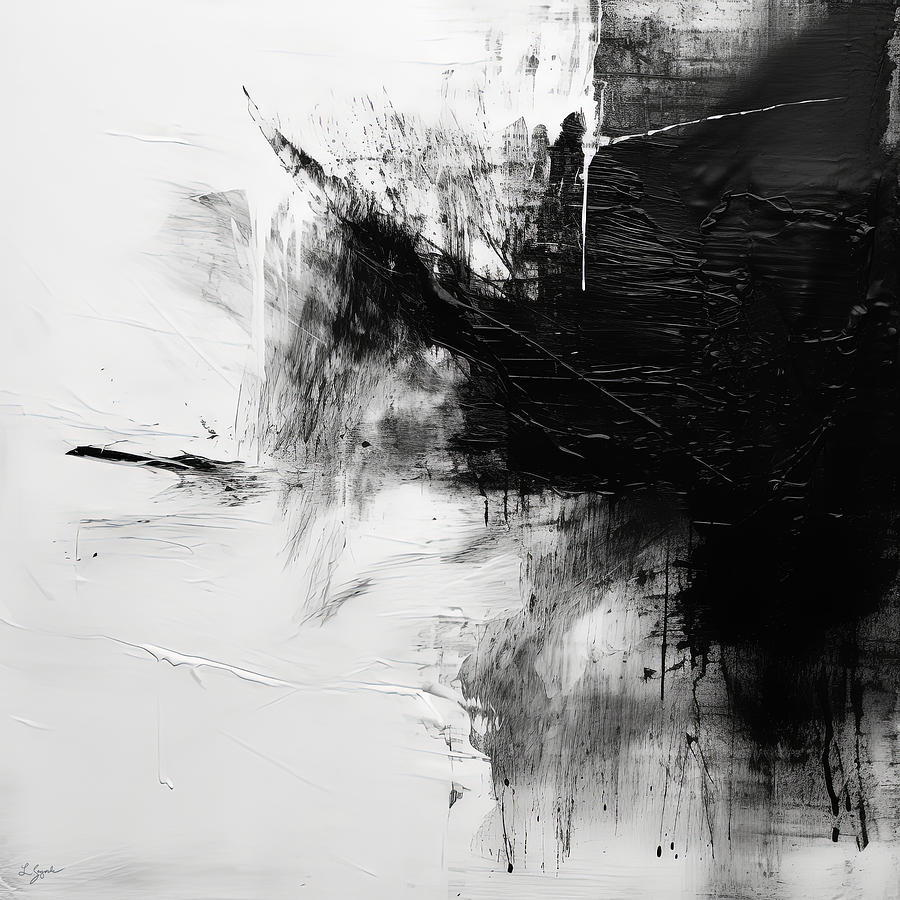 Wabi Sabi Painting - Black and White Abstract Exploration by Lourry Legarde
