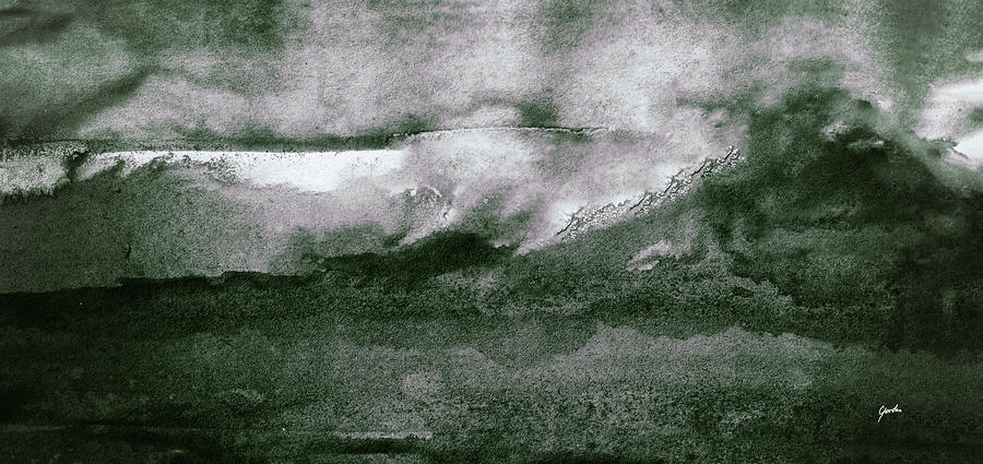 Black And White Abstract Landscape Painting - Under The Mountain Painting by iAbstractArt
