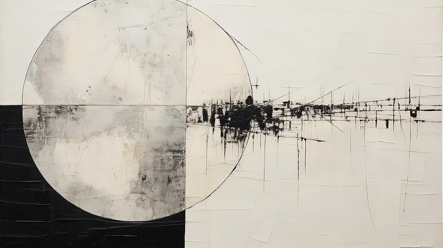 Black and White Abstract Minimalist Painting by Lourry Legarde Black and White Abstract Minimalist Painting by Lourry Legarde
