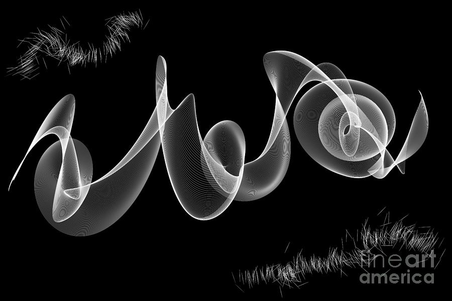 Black and White Abstract Digital Art by Yvonne Johnstone