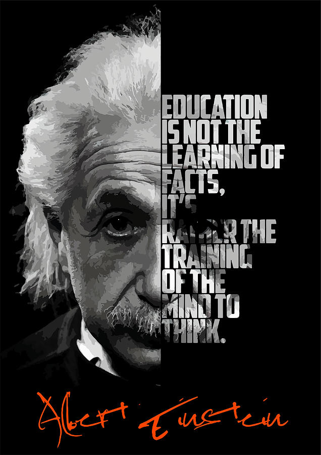 Black and white Albert Einstein quote Poster Painting by Adams Eden ...