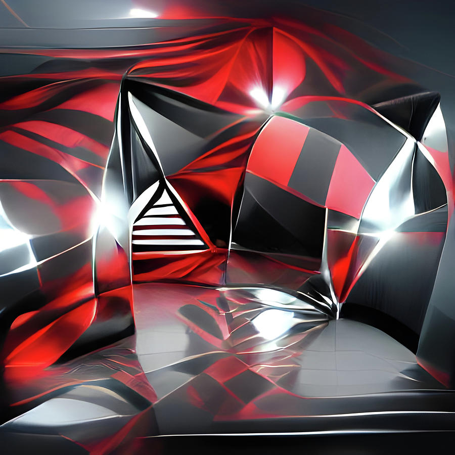 Black and White and Red All Over 2 Digital Art by Tina Uihlein