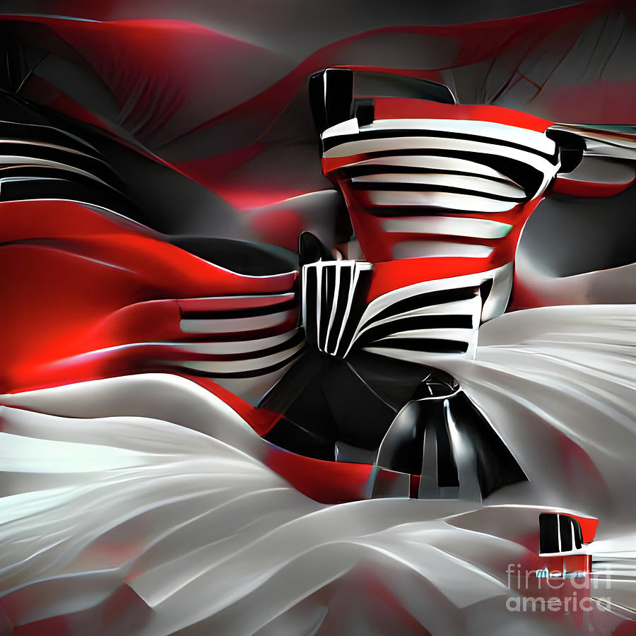 Black and White and Red All Over 3 Digital Art by Tina Uihlein