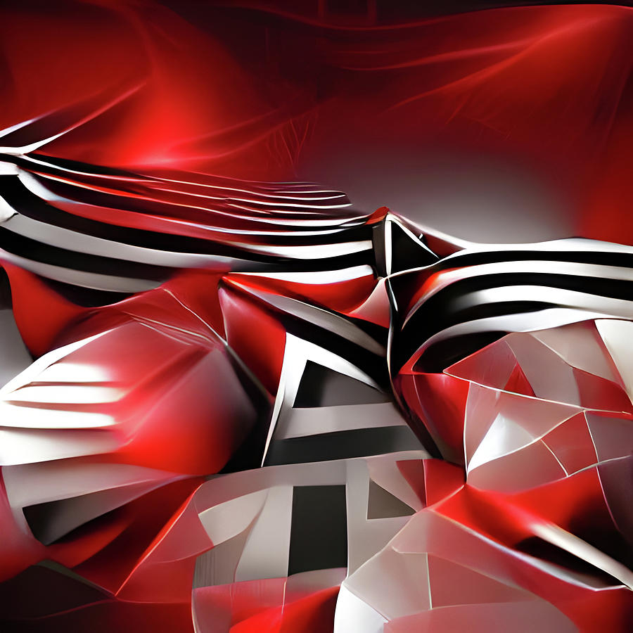 Black and White and Red All Over 1 Digital Art by Tina Uihlein