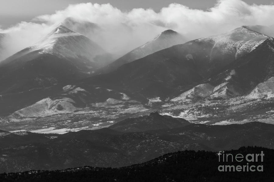 Black and White Approaching Storm on the Sangre de Cristo Photograph by Steven Krull