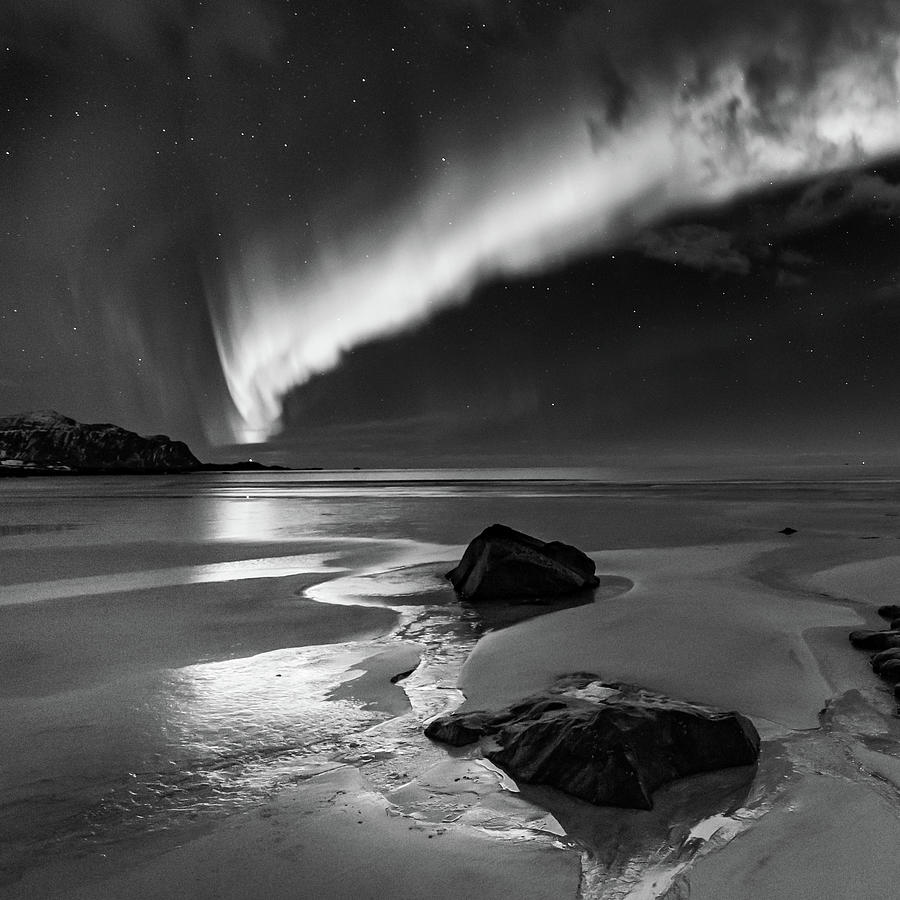 Black and white Aurora Photograph by Alexandru Conu