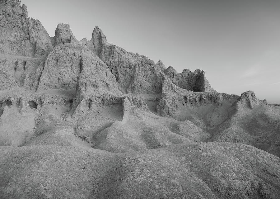 Black And White Badlands Landscape Photograph by Dan Sproul