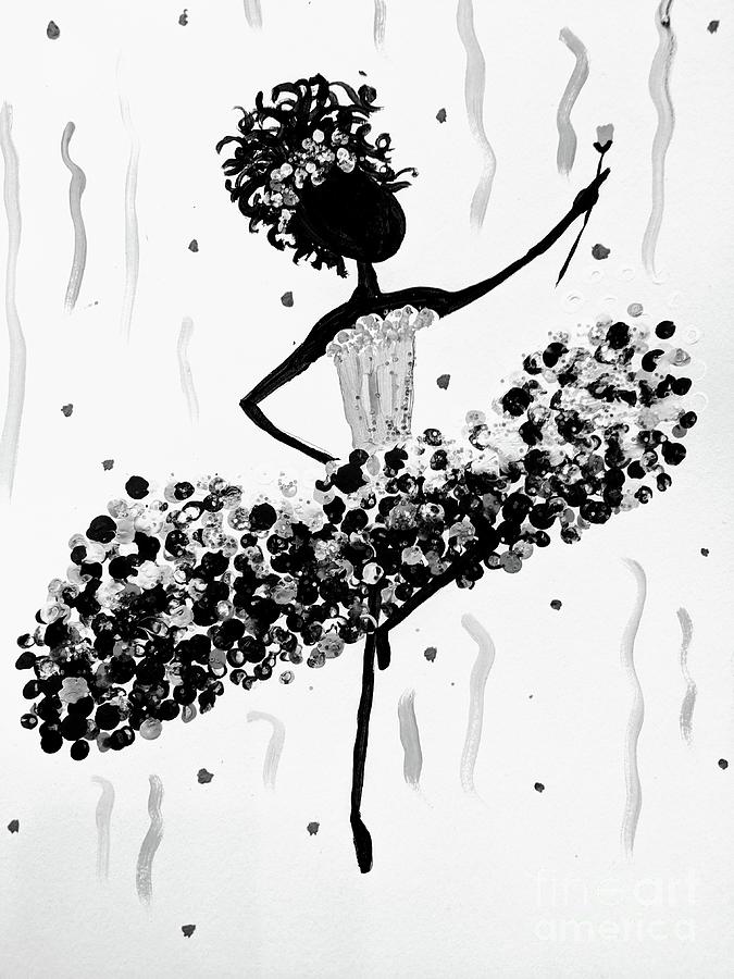 Black and White Ballerina Painting by Darcy Leigh