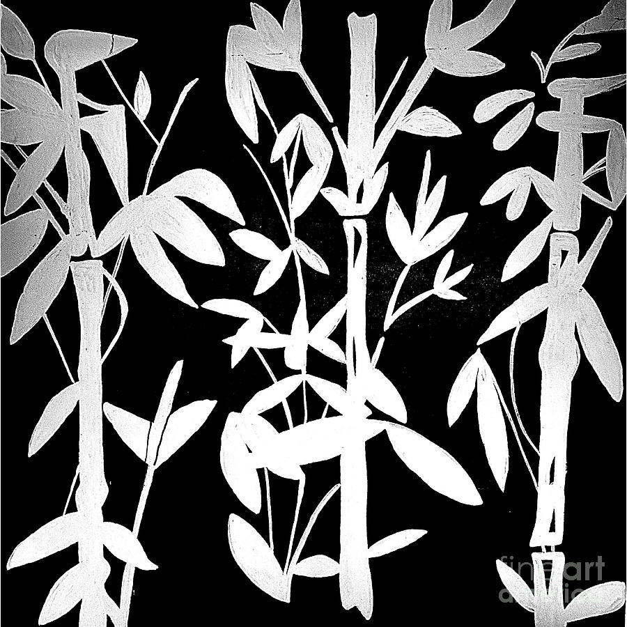 Black and White Bamboo Painting by Christie Olstad