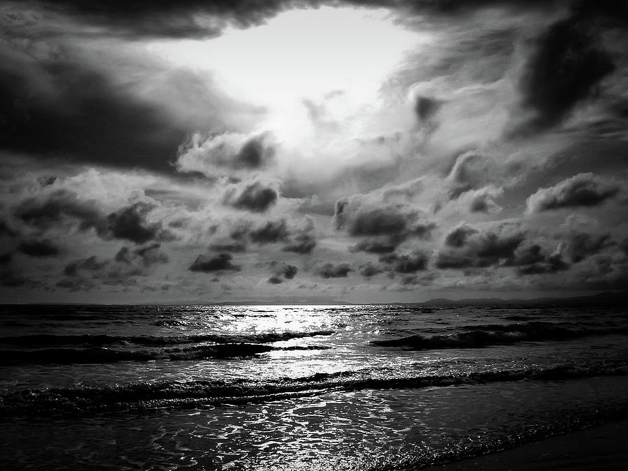 Black and White Beach Sunset Photograph by Alice Grove - Pixels