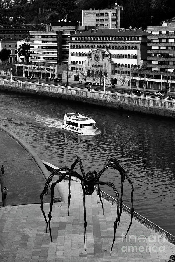 Black and White Boat Tour Bilbao Spain Photograph by James Brunker