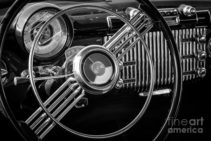 Black and White Buick Dash Photograph by Dennis Hedberg