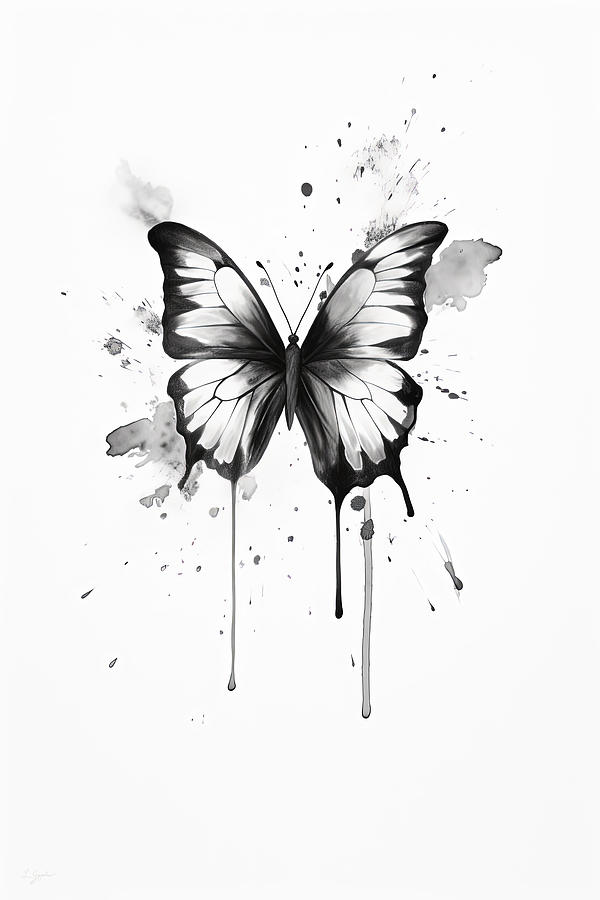 Black and White Butterfly Art Painting by Lourry Legarde