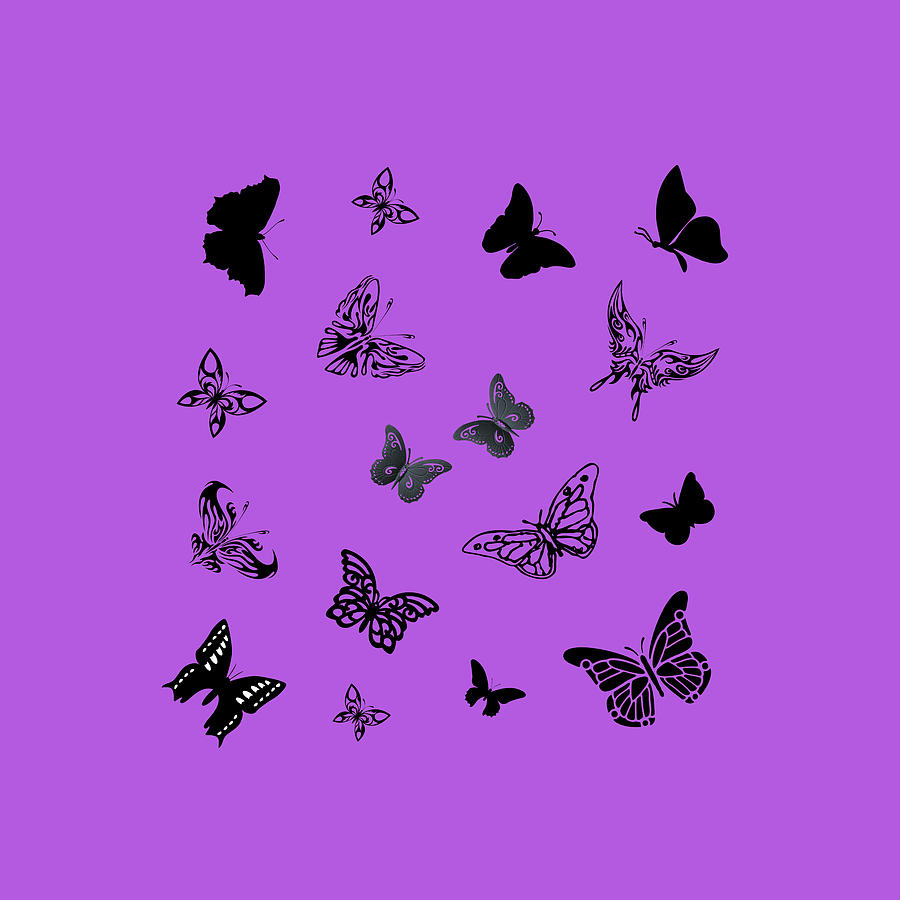 Black and White Butterfly Pattern With Transparent Background Digital Art  by Ali Baucom - Pixels