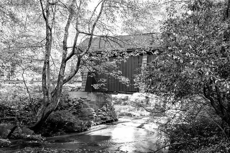 Black and White Campbell's Covered Bridge in Fall Photograph by Denise ...