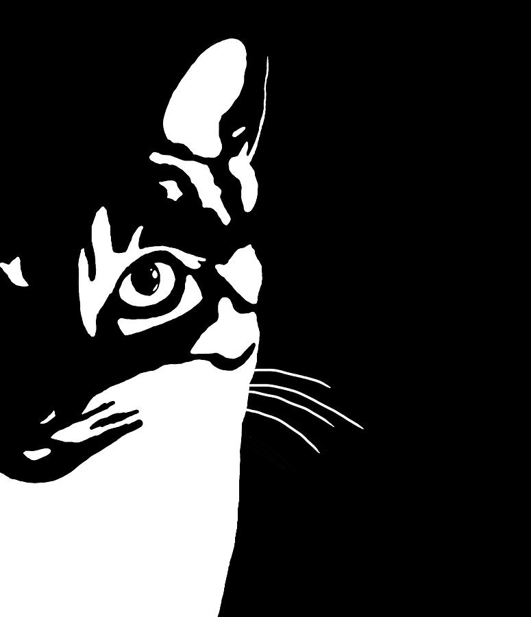 Black and White Cat 657 Digital Art by Lucie Dumas
