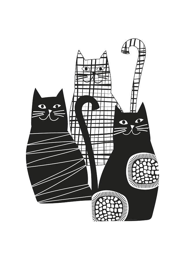 Black and white Cats Digital Art by Johanna Virtanen - Fine Art America