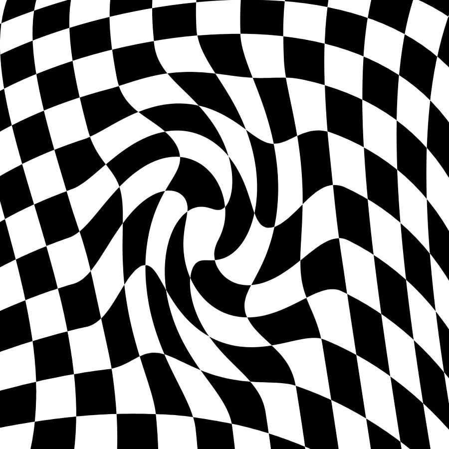 Black and White Checkered Checkerboard Swirl Digital Art by Zellitra ...