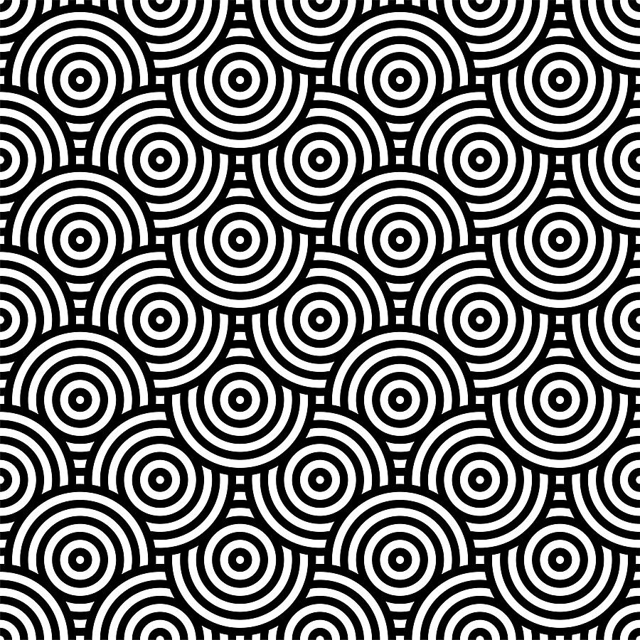 Black and white circle pattern for background Painting by Tony Rubino