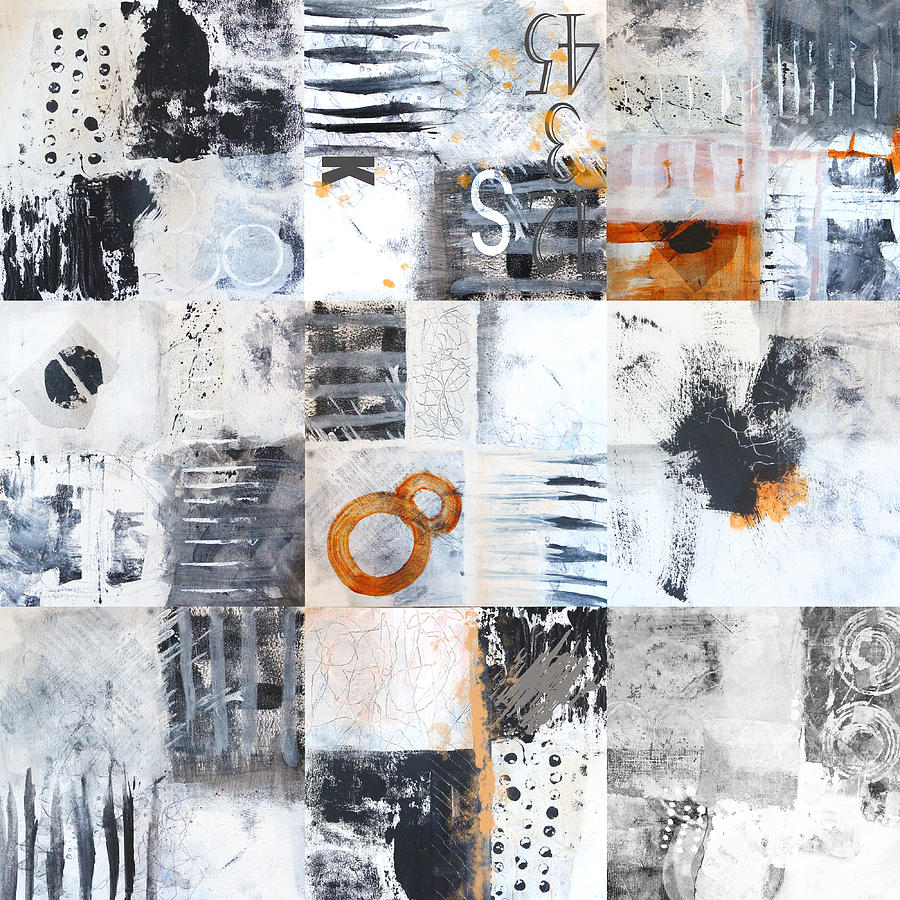 Black and White Collage Painting by Nancy Merkle