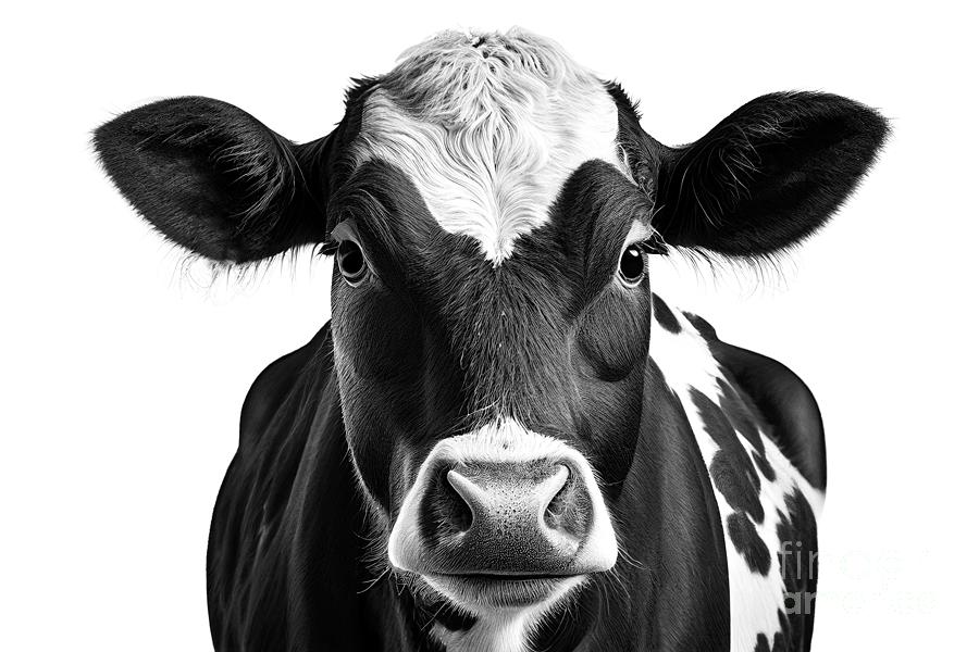 Black and white cow portrait Photograph by Delphimages Photo Creations ...