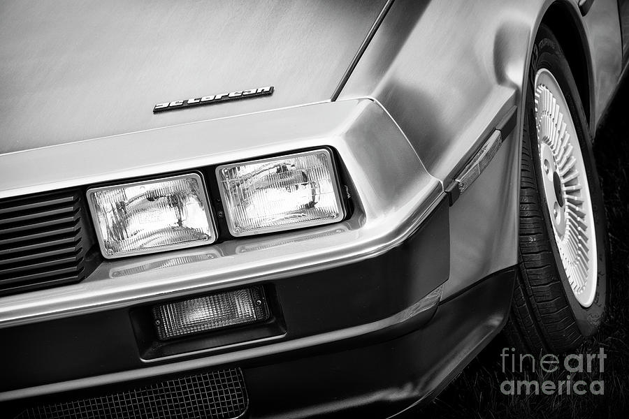 Transportation Photograph - Black and White Delorean by Dennis Hedberg