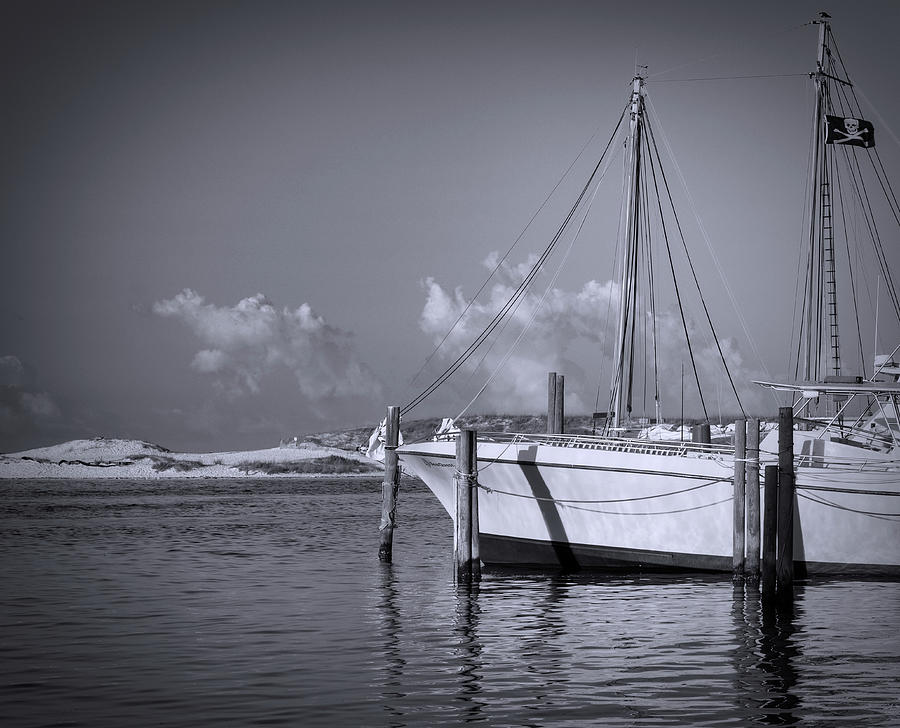 Black And White Destin Harbor Reflection Photograph by Dan Sproul