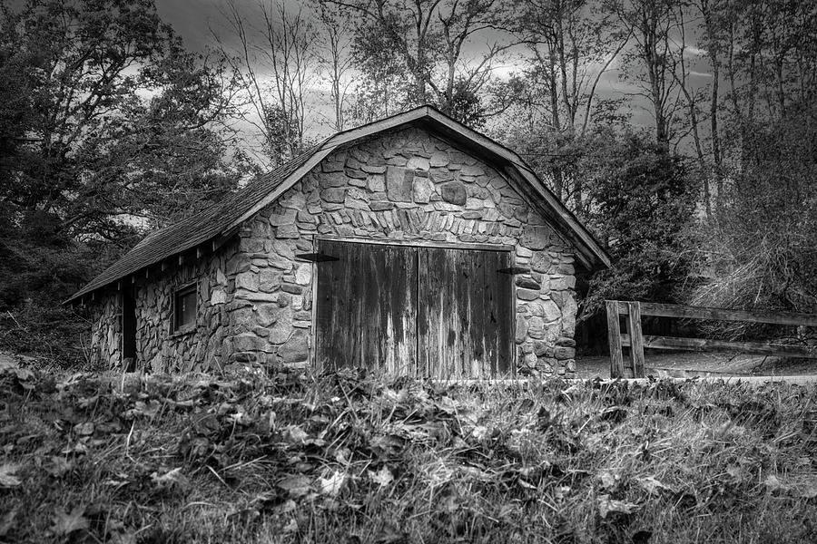Black and White Door Barn Farm Creeper Trail in Autumn Fall Tone Photograph by Debra and Dave Vanderlaan