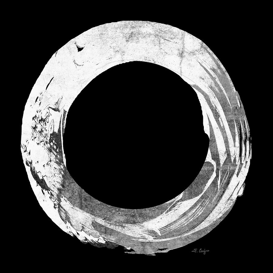 Black And White Painting - Black And White Enso 2 Art by Sharon Cummings
