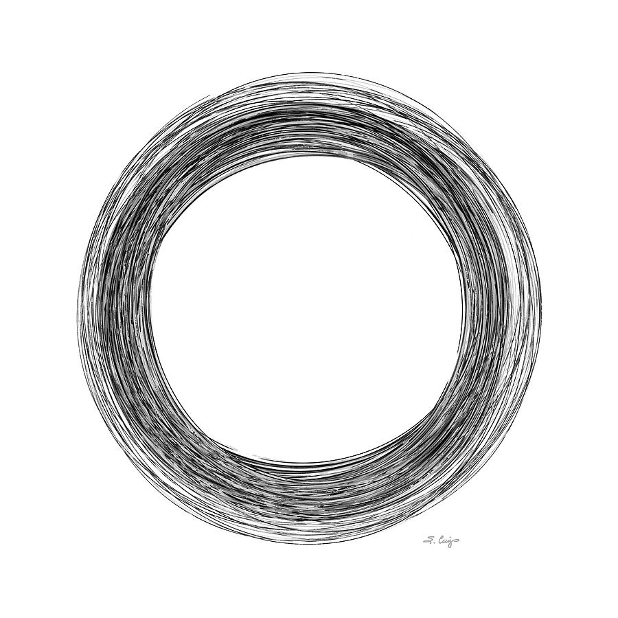 Black And White Enso Art 3 Painting by Sharon Cummings