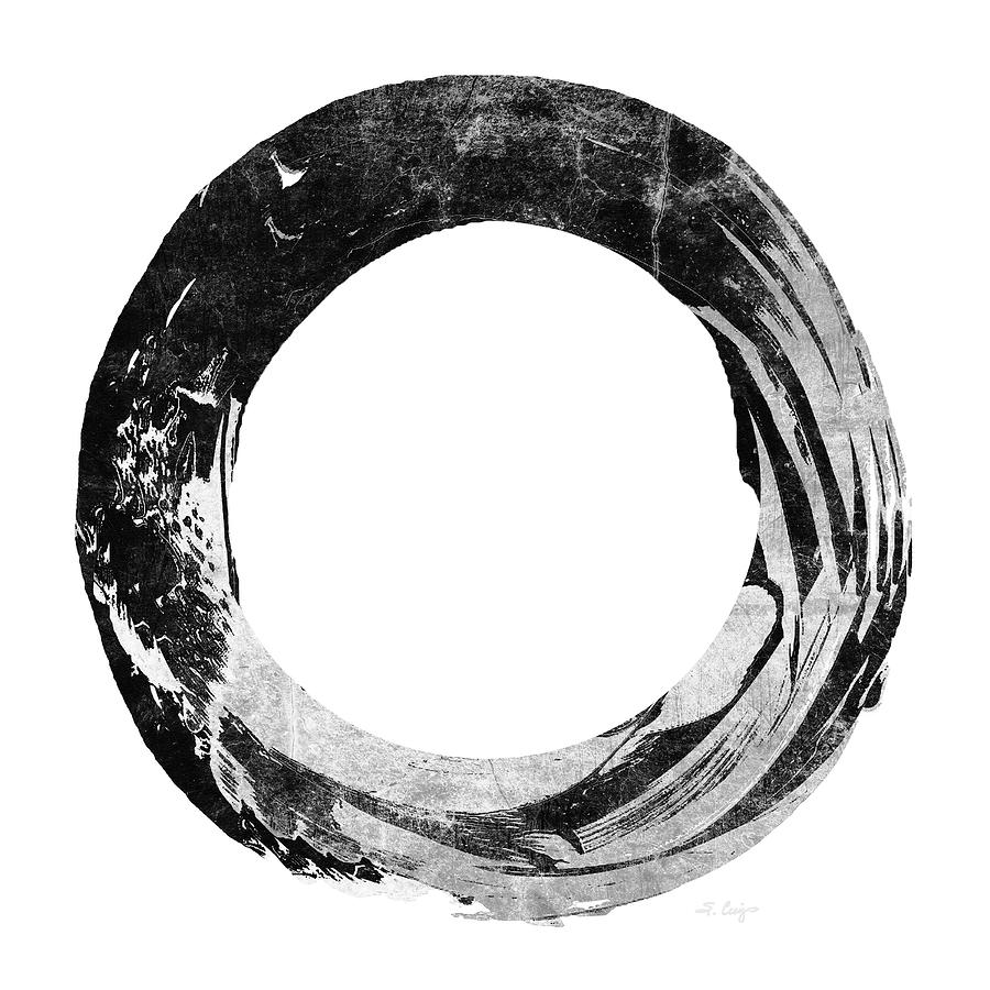 Black And White Painting - Black And White Enso Art by Sharon Cummings