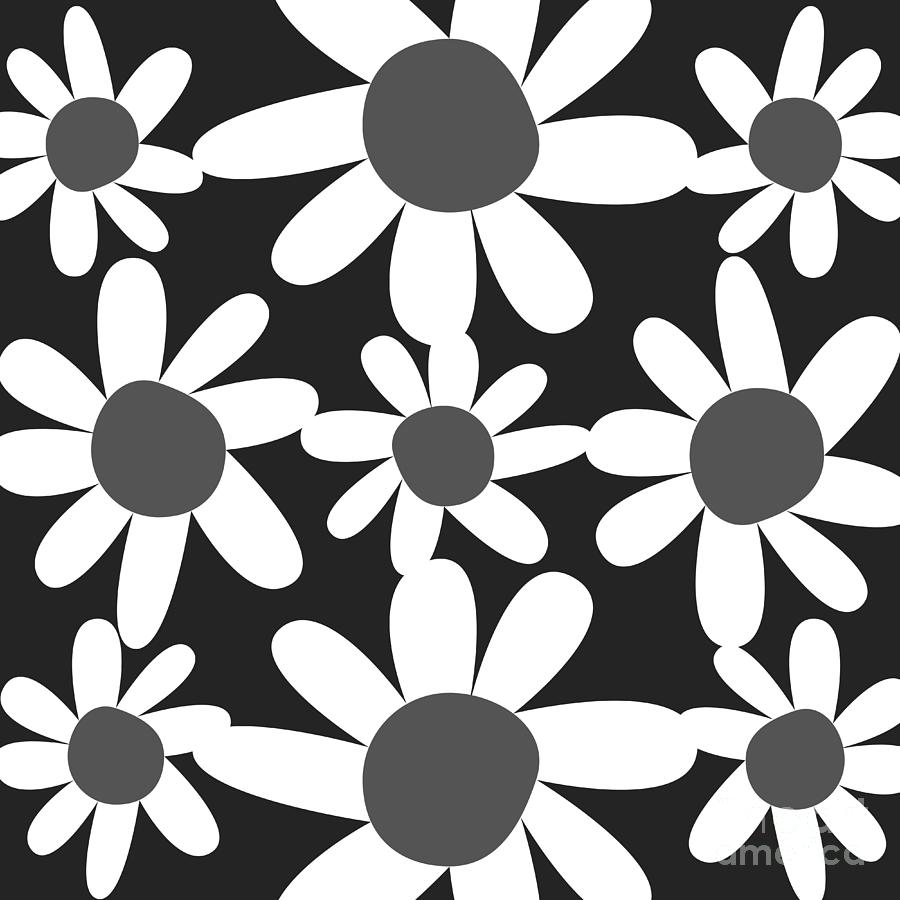 Black and White Flowers Digital Art by Christie Olstad