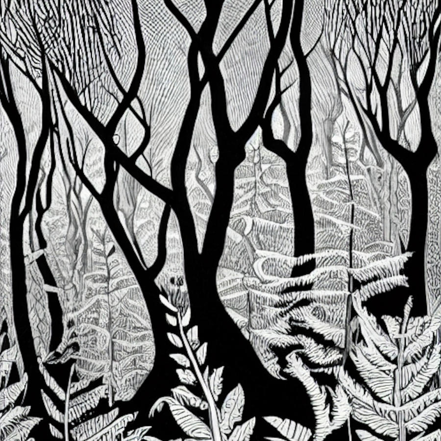 Black and White Forest Digital Art by Ortalis Collection - Fine Art America