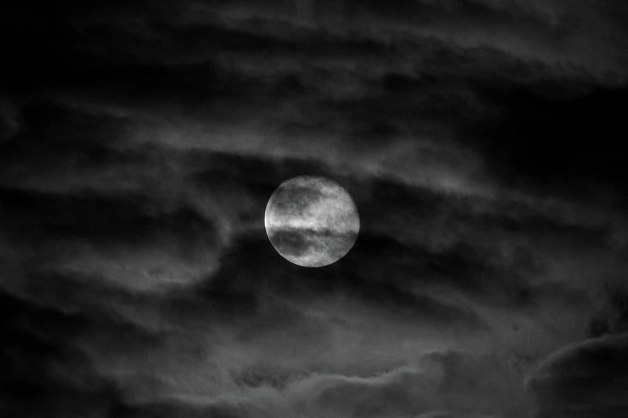 Black and White Full Moon Photograph by Carolyn Sheridan