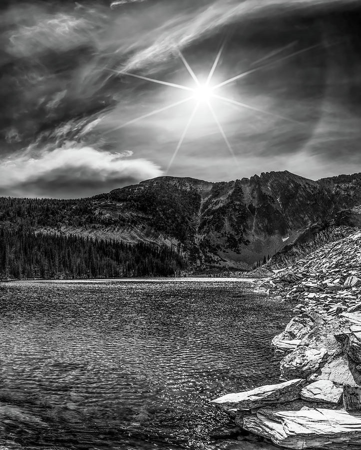 Black and White Geertson Lake Idaho Photograph by Leland D Howard
