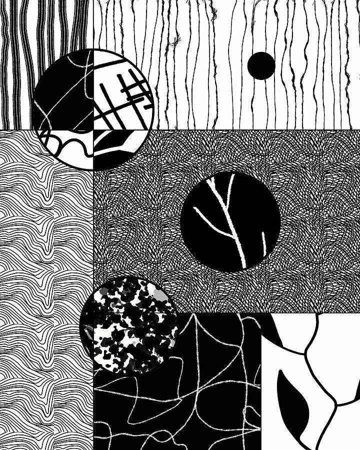 Black and White Geometry Digital Art by Nancy Merkle