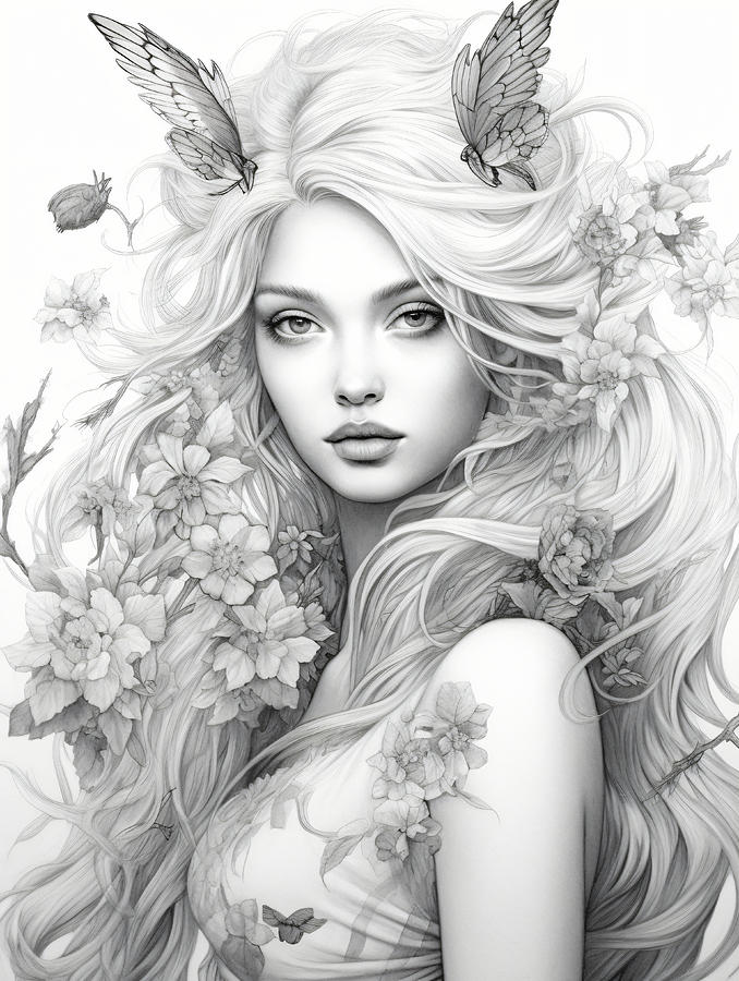 Black and White Girl Portrait Digital Art by Vlastimil Sestak - Pixels