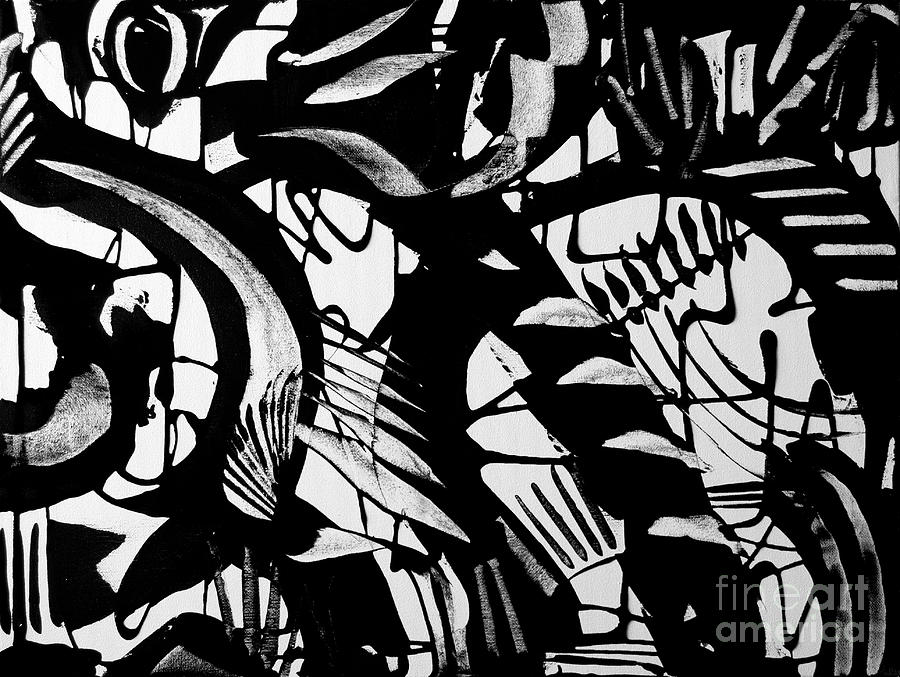 Black And White Graphic Abstract 8278 Painting by Priscilla Batzell Expressionist Art Studio Gallery