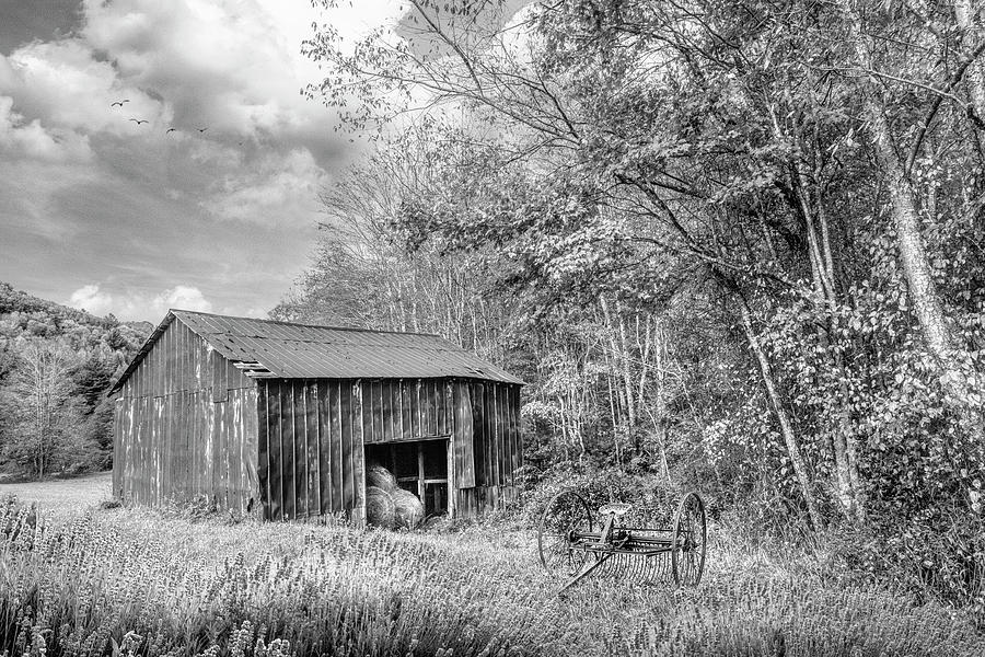 Black and White Hay Barn along the Creeper Trail Damascus Virgin Photograph by Debra and Dave Vanderlaan