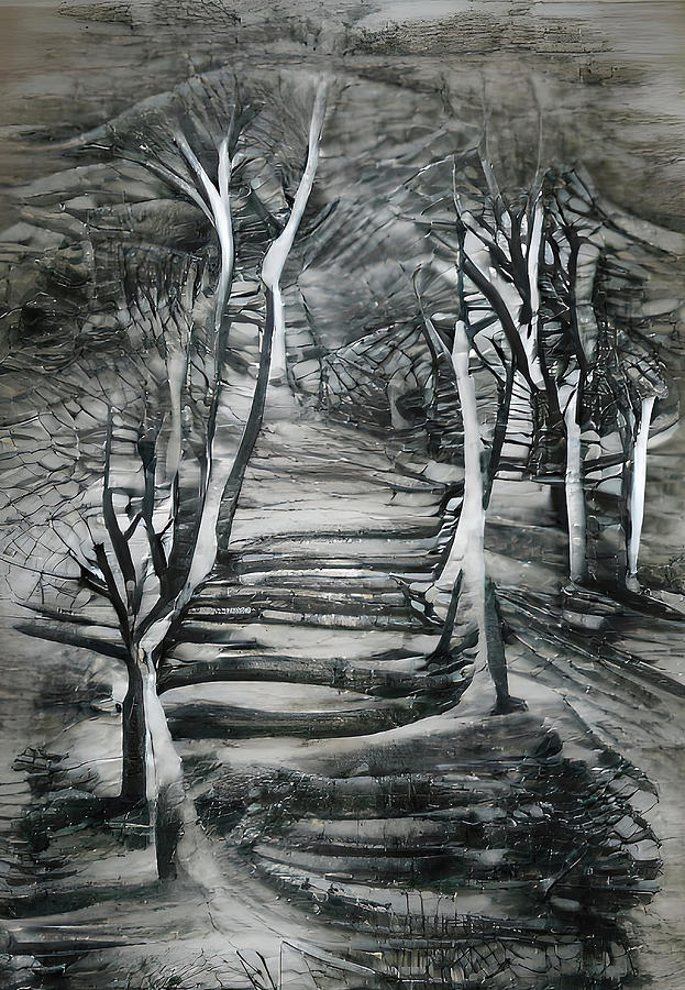 Black and White Landscape 01 Painting by AM FineArtPrints