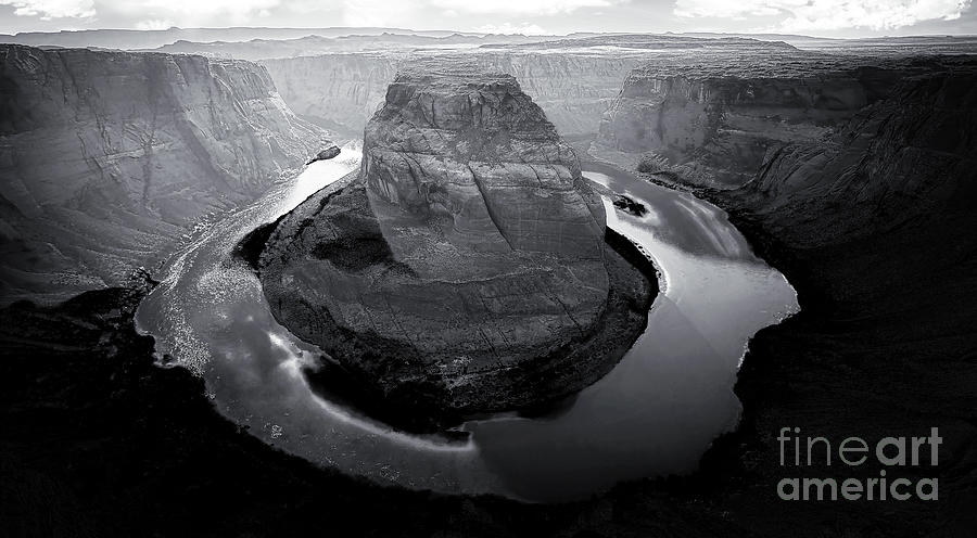 Black and White Landscape of  Colorado River and Horseshoe Bend - Arizona USA Photograph by Stefano Senise