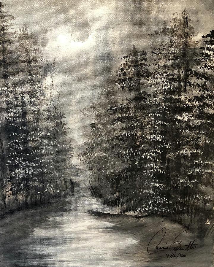 Black and White Landscape One Painting by Carrie Granitto