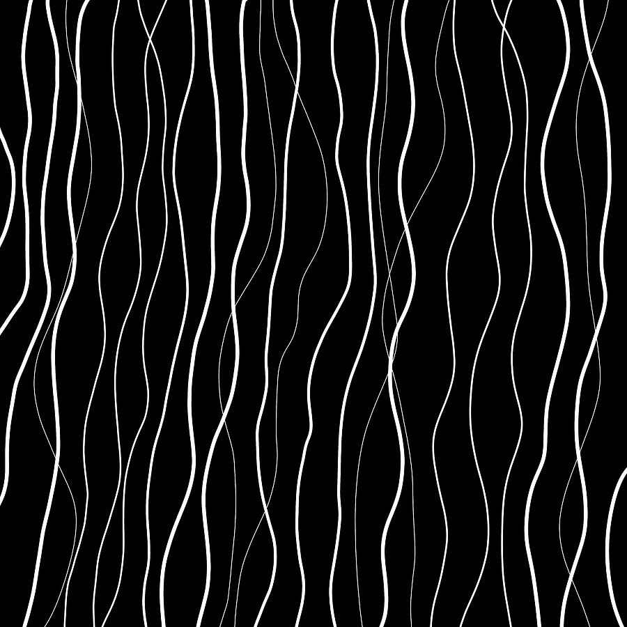 Black and White Lines Pattern Painting by Patricia Piotrak