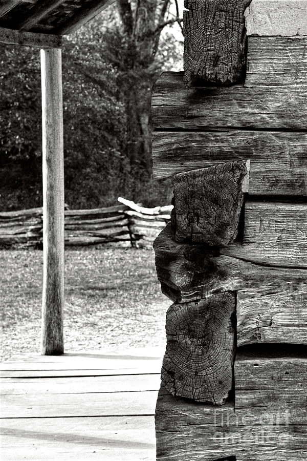 Black And White Log Cabin 2 Photograph by Phil Perkins