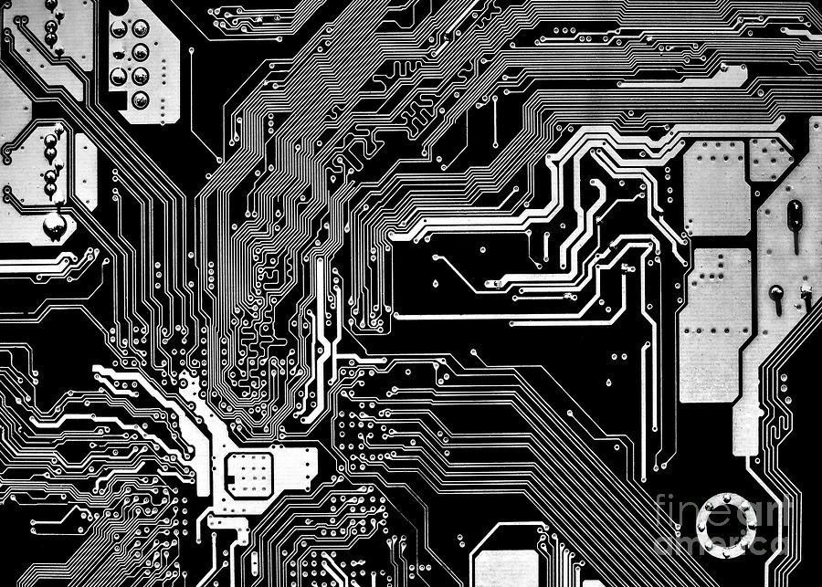 Black and White Mainboard Photograph by Alex Hiemstra
