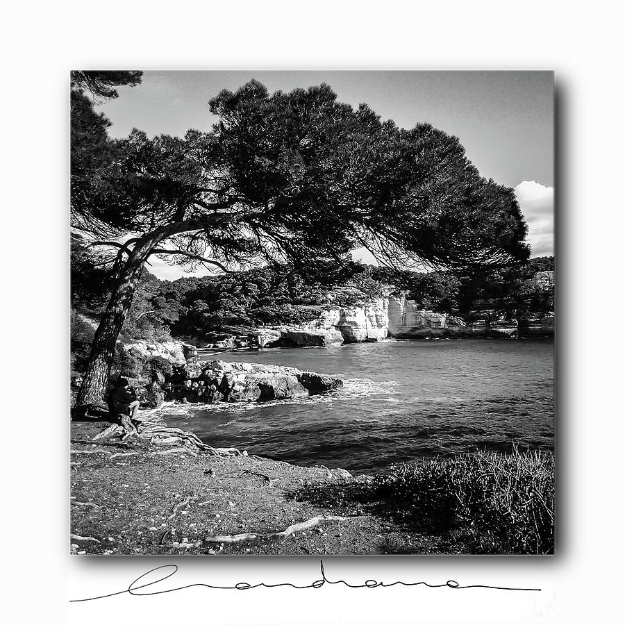 Black And White Mediterranean Beach Photograph