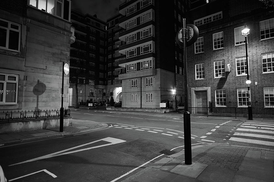 black and white monochrome Street scene in london of zebra pedestrian ...