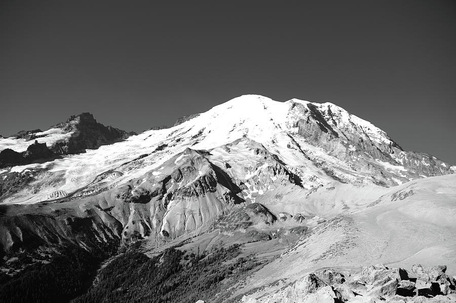 Black And White Mount Rainier Photograph